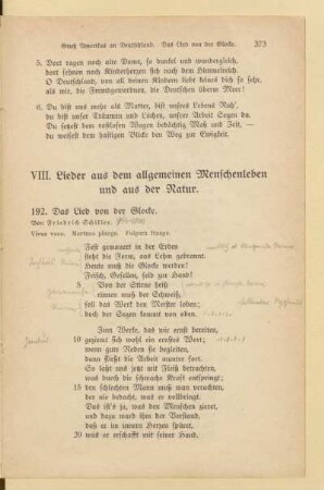 VIII. Lieder aus dem allgemeinen Menschenleben und aus der Natur