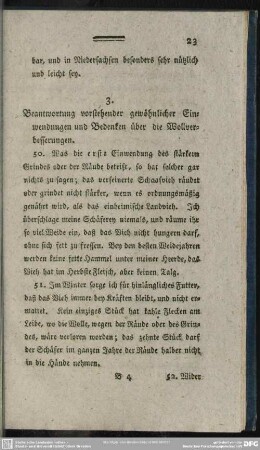 3. Beantwortung vorstehender gewöhnlicher Einwendungen und Bedenken über die Wollverbesserungen