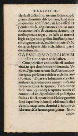 Caput Duodecimum De authoritate ecclesiastica.