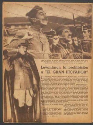 Levantaron la prohibición a "El gran dictador"