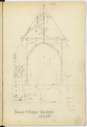 St. Michaelskapelle, Kiedrich: Querschnitt (aus: Skizzen- und Fotoalbum 2)