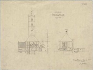 Gsaenger, Gustav; Sulzbach - Rosenberg (Bayern); Ev. Christus Kirche - Wettbewerbsplan (Querschnitte)