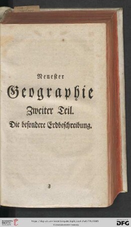 Neuester Geographie zweiter Teil. Die besondere Erdbeschreibung