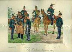 Uniformdarstellung, Fuß-Artillerie-Regiment, Sachsen, 1853/1862.