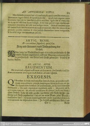 Artic. XCVIII. Ab executione supplicii, quid fiat. Frag und Antwort, nach Vollnziehung der Urtheil