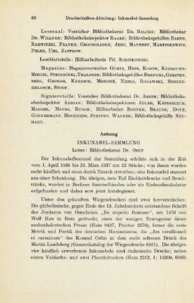 Anhang Inkunabel-Sammlung