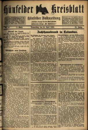 Erste Ausgabe vom Donnerstag, den 24. April 1930.