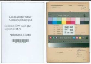 Entnazifizierung Lisette Nordmann , geb. 25.09.1878 (Gastwirtin)