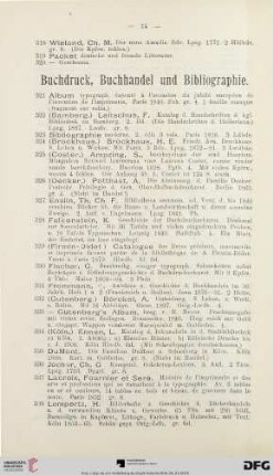 Buchdruck, Buchhandel und Bibliographie (Nr. 321-358)