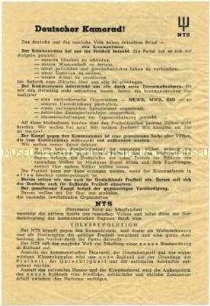 Propagandaflugblatt der antisowjetischen Emigrantenorganisation NTS (Nationaler Bund der Schaffenden)