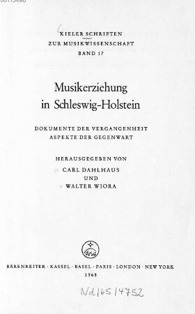 Musikerziehung in Schleswig-Holstein : Dokumente der Vergangenheit, Aspekte der Gegenwart