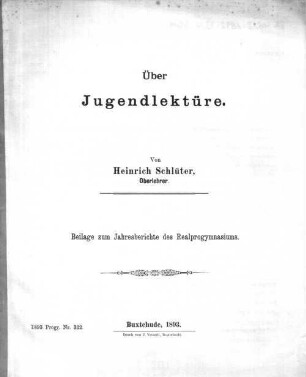 Über Jugendlektüre