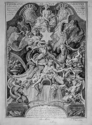 Ehrentempel anläßlich des 49. Geburtstages August des Starken am 12. Mai 1718 mit Architekturentwurf von Pöppelmann
