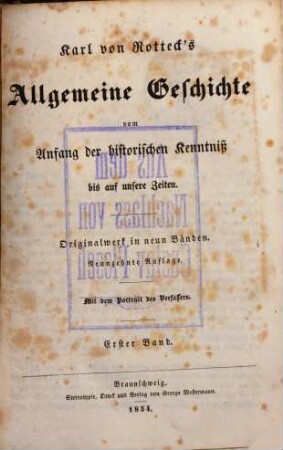 Allgemeine Geschichte : vom Anfang der historischen Kenntniß bis auf unsere Zeiten ; Originalwerk in neun Bänden, 1.