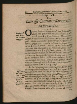 Cap. VI. De Interesse Controversiarum circa servitutes.