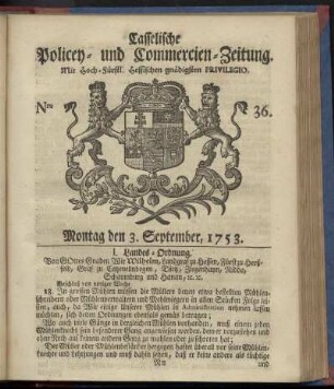 Nro. 36, Montag den 3. September 1753