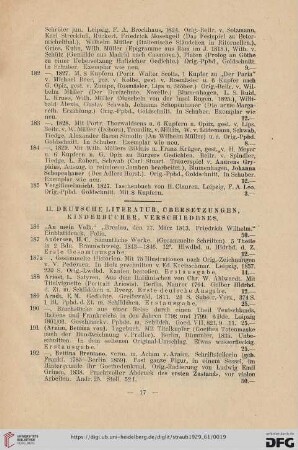 II. Deutsche Literatur, Übersetzungen, Kinderbücher, Verschiedenes (Nr. 186 - 385)