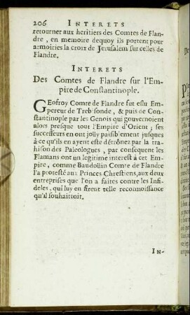 Interets Des Comtes de Flandre sur l'Empire Constantinople.