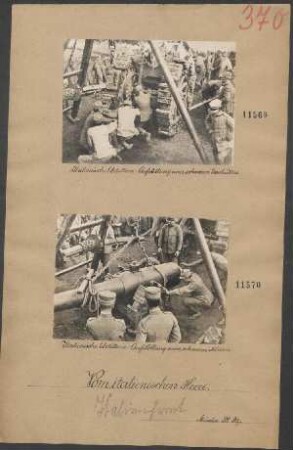 Italienische Artillerie: Aufstellung eines schweren Geschützes