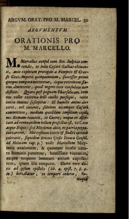 Argumentum Orationis Pro M. Marcello.