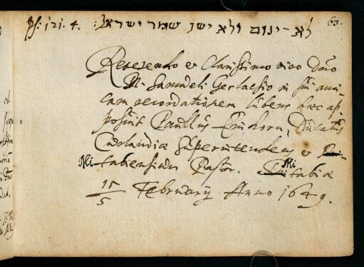 Mitau ; 15.02.1649 / Paullus Einhorn