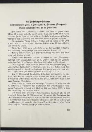 Die Freiwilligen-Eskadron des Rittmeisters Frhr. v. Frydag und 5. Eskadron (Dragoner) Reiter-Regiments Nr. 15 in Paderborn