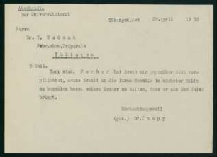 Mitteilung bezügl. Schuldenrückzahlung (22.04.1932)