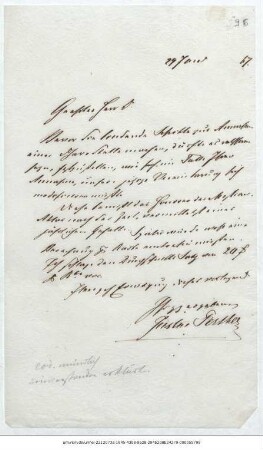 Brief von Justus Perthes' Geographische Anstalt  an Reinhold Grundemann : Gotha, 29.01.1867 ; [Kopie]