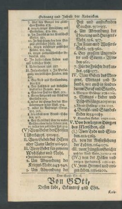 Der Erste Theil. Von Gott, Dessen Lobe, Erkäntniß und Ehre.