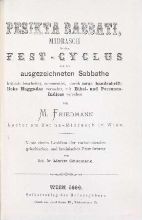 Midrash Pesikta rabati : ʿim tosafot Meʾir ʿAyin ḳeratim be-shem Magen Daṿid ...