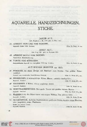 Aquarelle, Handzeichnungen, Stiche (Nr. 64-176)