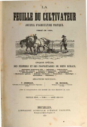 La Feuille du cultivateur, 1. 1858/59 (1859)