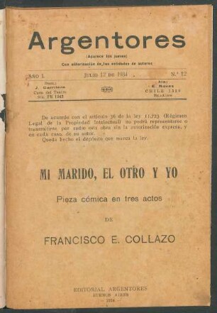 1934001200: Mi marido, el otro y yo : pieza cómica en tres actos