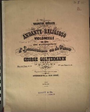 Andante religioso : pour le violoncelle (ou alto) avec accompagnement d'harmonium ou de piano ; op. 56