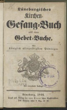Lüneburgisches Kirchen-Gesang-Buch nebst einem Gebet-Buche