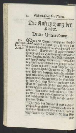 Dritte Unterredung. Die Auferziehung der Kinder.
