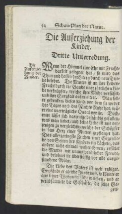 Dritte Unterredung. Die Auferziehung der Kinder.