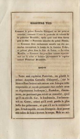 Chapitre VIII. Comment le prince Cornelio Chiapperi ne sut point se consoler ... et finissent joyeusement le caprice intitulé Princesse Brambilla