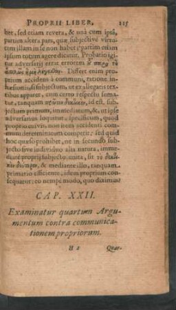 Cap. XXII. Examinatur quartum Argumentum contra communicationem propriorum.