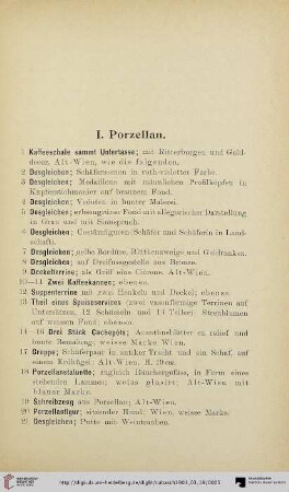 I. Porzellan (Nr. 1-79)