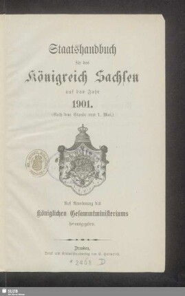 1901: Staatshandbuch für den Freistaat Sachsen