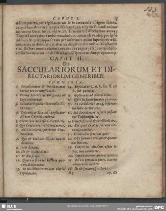 Caput II. De Sacculariorum Et Directariorum Generibus