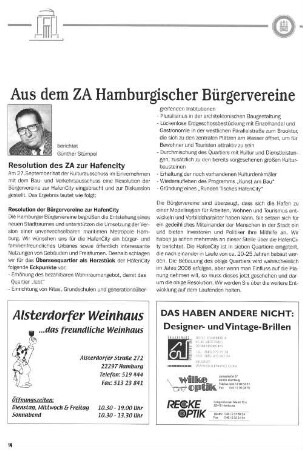 Aus dem ZA Hamburgischer Bürgervereine