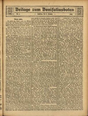 Ausgabe vom Sonntag, den 04. Januar 1914.