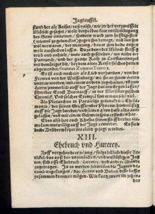 XIII. Ehebruch und Hurerey.