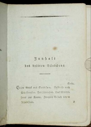 Inhalt des dritten Bändchens.