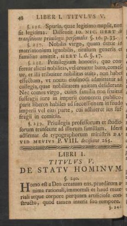 Libri I. Titulus V. De Statu Hominum