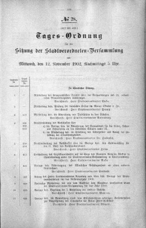 Tages-Ordnung, 12. November 1902