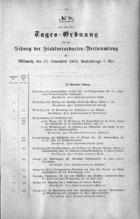 Tages-Ordnung, 12. November 1902