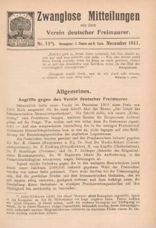 Nr. 11*). November 1911.
